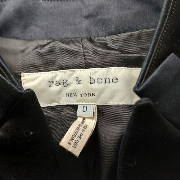 Rag & Bone Women's Tuxedo Blazer Jacket Satin Lapel Size 0 Made in USA - Picture 2 of 8